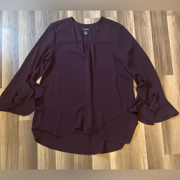 Karen Kane Bracelet Ruffle Sleeve Crossover Top & Faux Suede Moto Pants SZ M/L - Picture 2 of 16